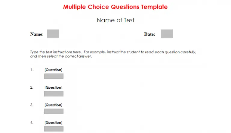 quiz and test templates for pages