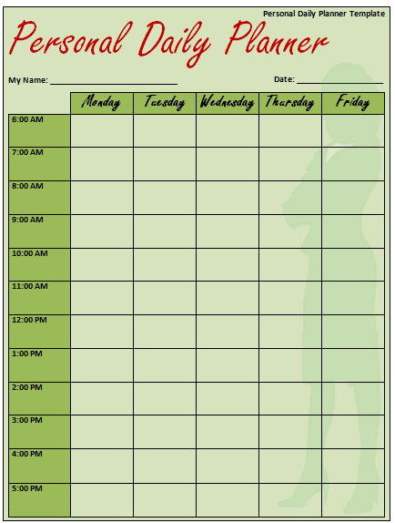 Printable Daily Planner Template [Excel, Word, PDF]