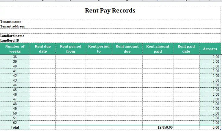 Free Rent Payment Tracker Spreadsheet 3  Examples ExelTemplates