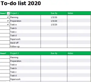 creating a to do list in excel