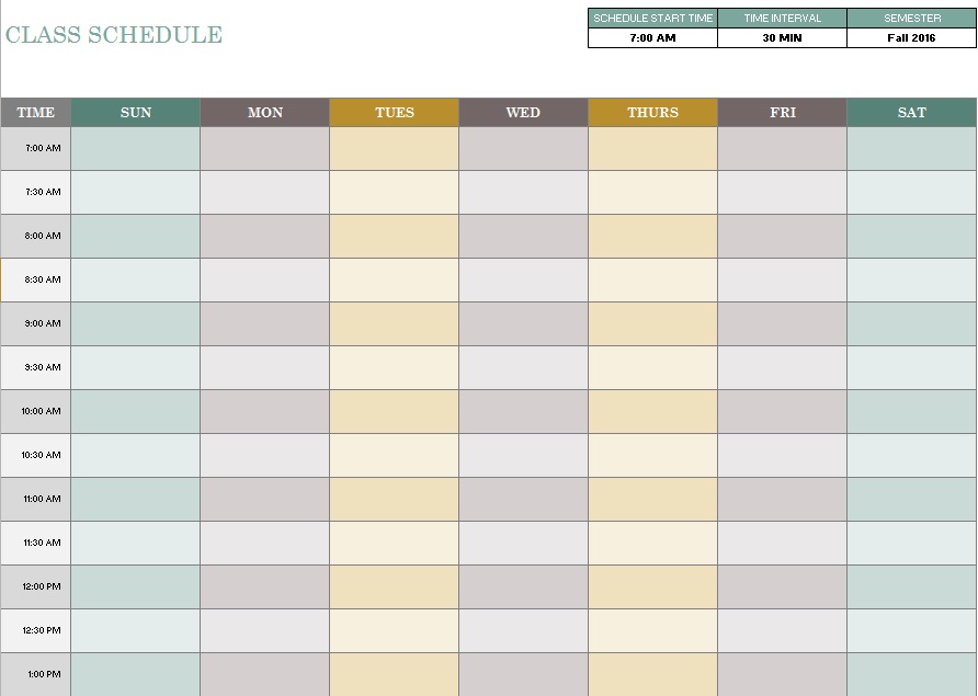 weekly class schedule creator