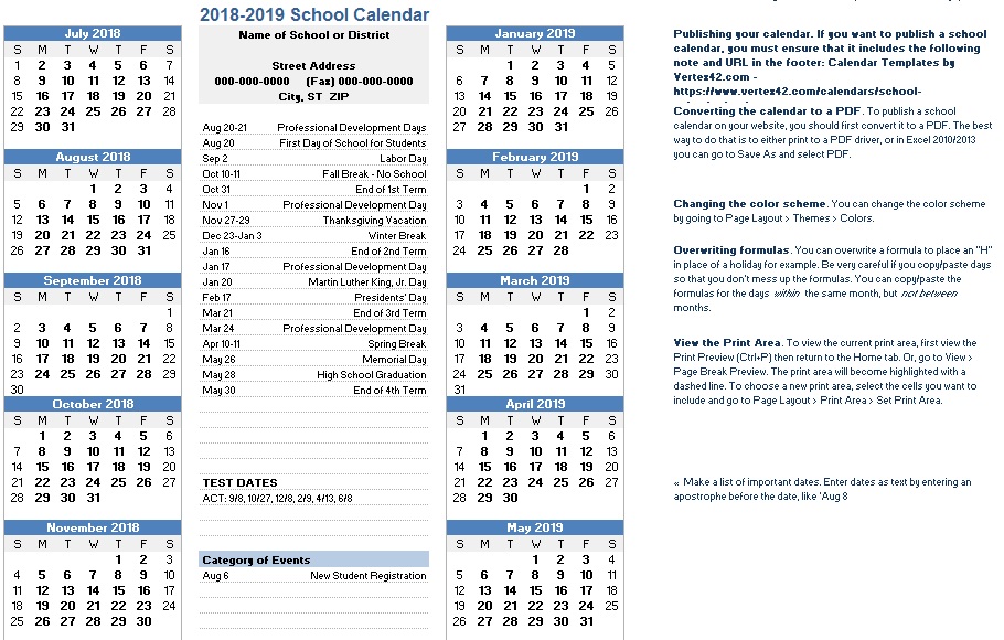 Free Printable Academic Calendar Templates Excel Word PDF Excel Templates