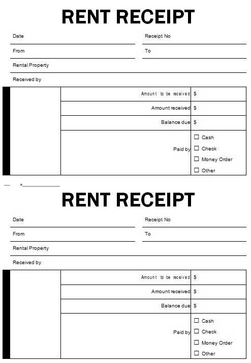 rent advance receipt