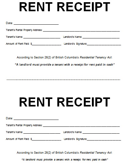 rent payment receipt template