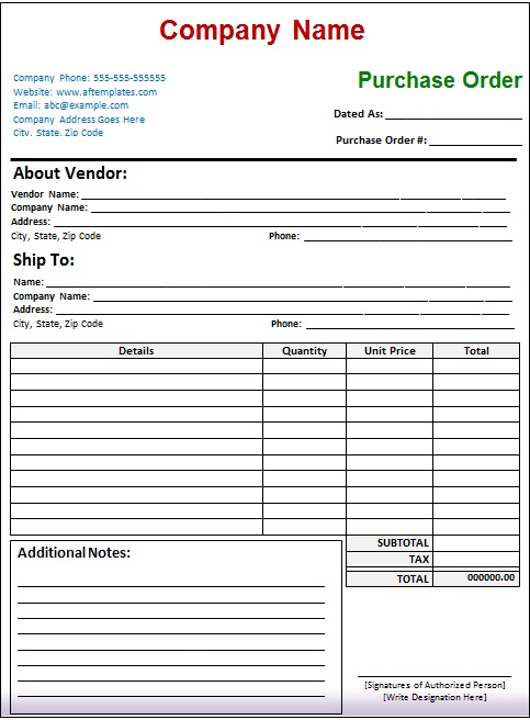 simple purchase order template