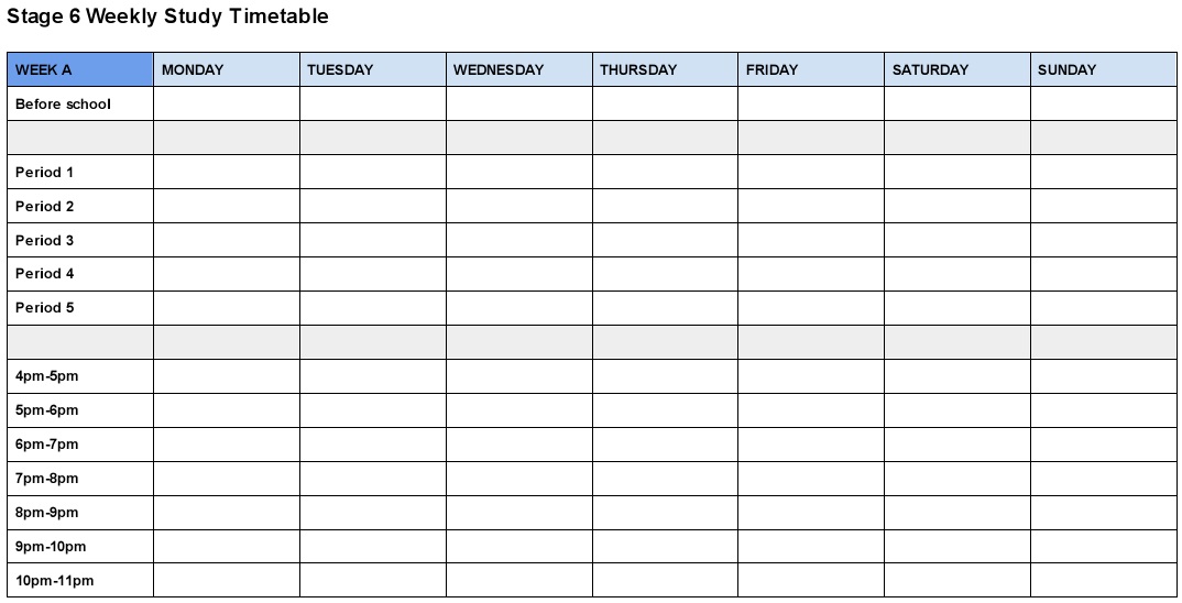 Study Timetable Template for Students Download Free 2020 - Excel Templates