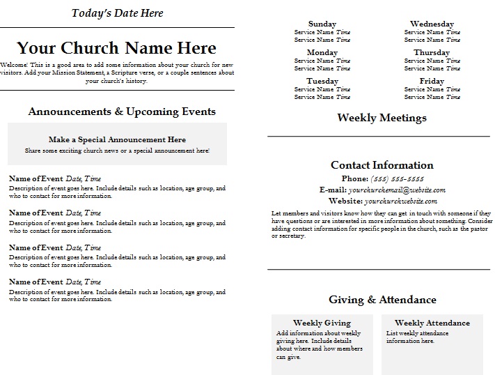 Church Program Template Word Free Download Excel Templates
