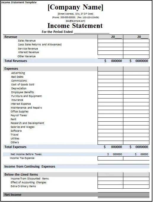 Projected Statement Template Free [Excel+Word+PDF] Excel Templates