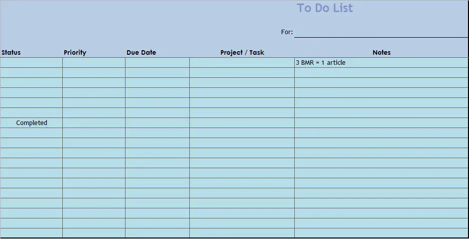 Free To Do List Template [Excel+Word+PDF] - Excel Templates