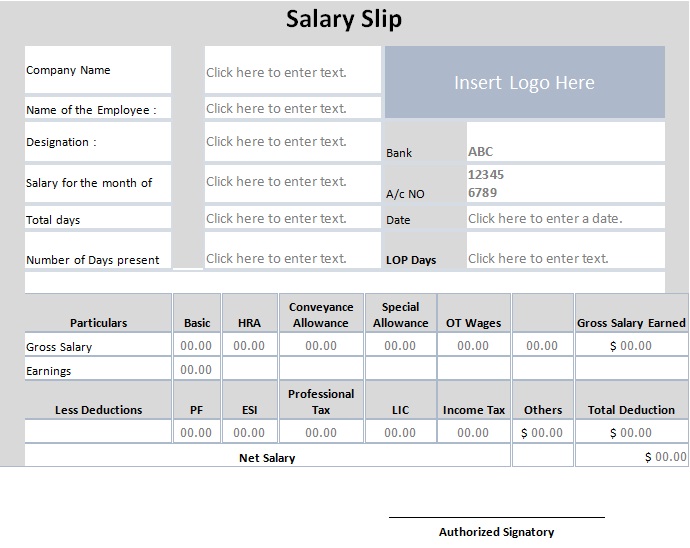 Free Salary Slip Format in Excel & Word