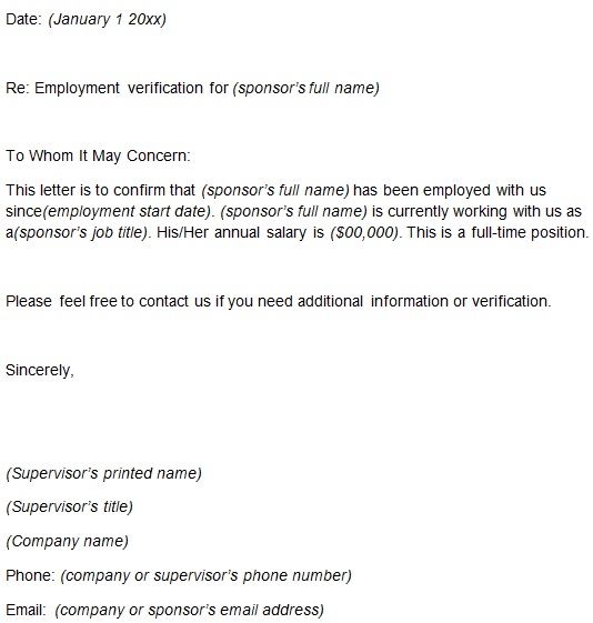 employment certification letter