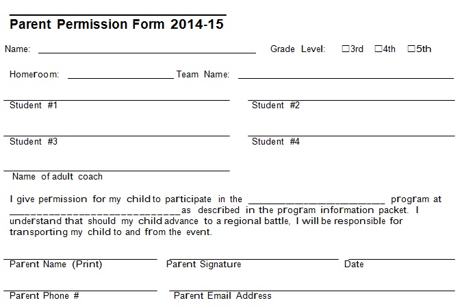 field trip permission slip for the year