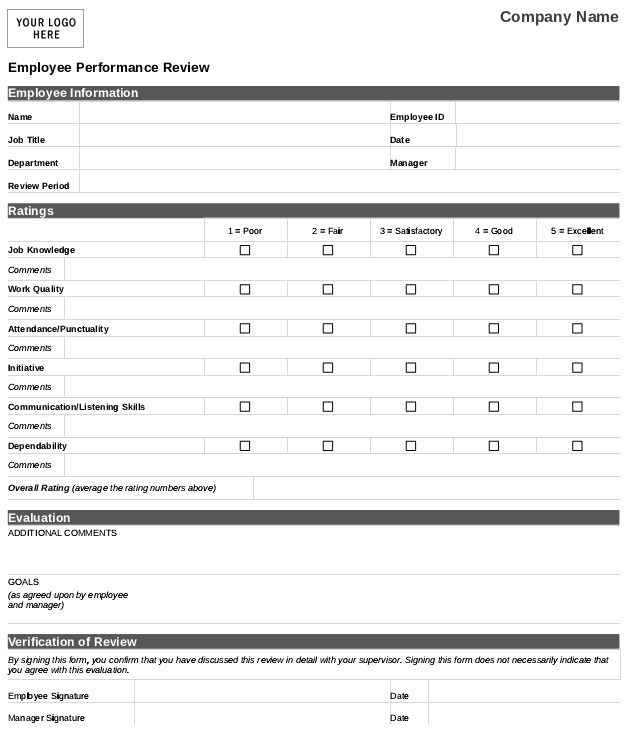 performance appraisal form pdf