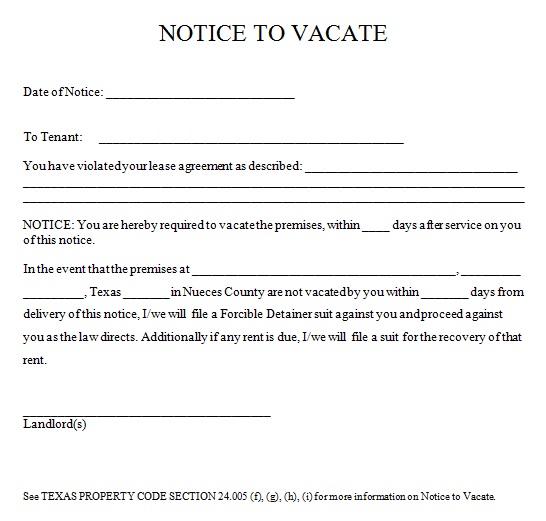 30 day notice to vacate 1