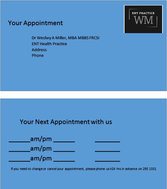 appointment cards template 31