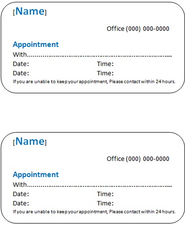 appointment cards template 8