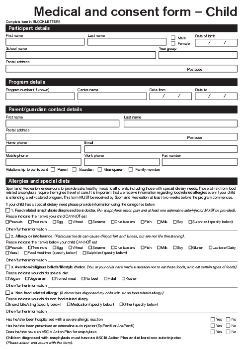 employee medical consent form template