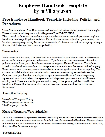 employee handbook template 15
