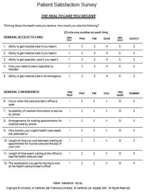 patient satisfaction survey template 1