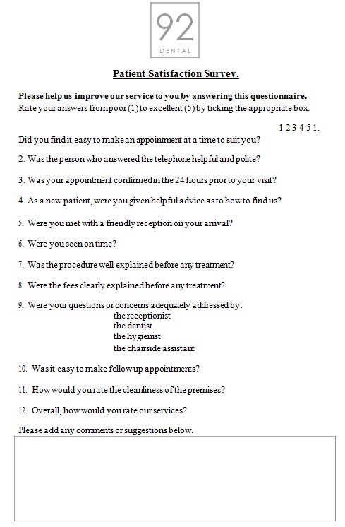 patient satisfaction survey template 11