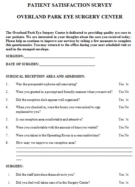 patient satisfaction survey template 29