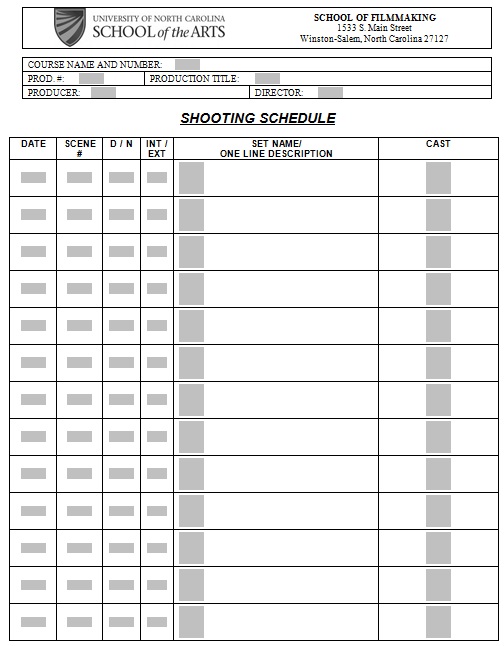 shooting schedule template 24