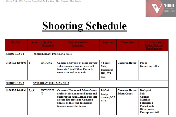 shooting schedule template 28