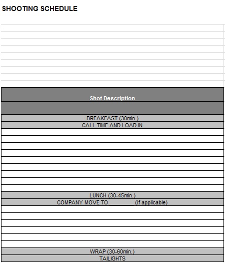shooting schedule template 3