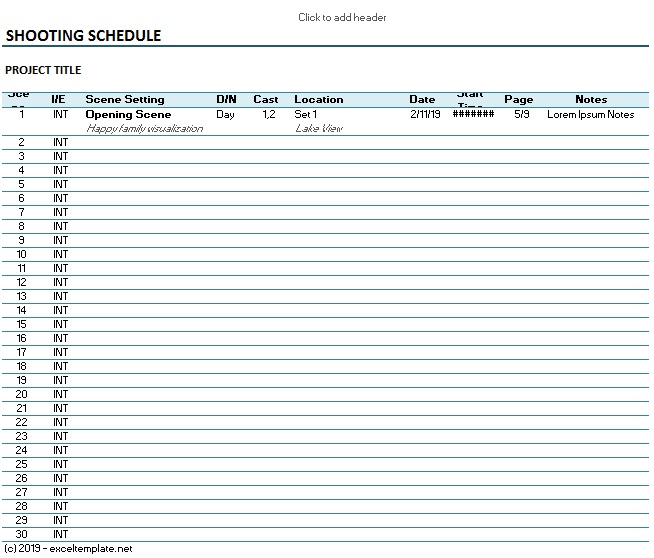 shooting schedule template 5