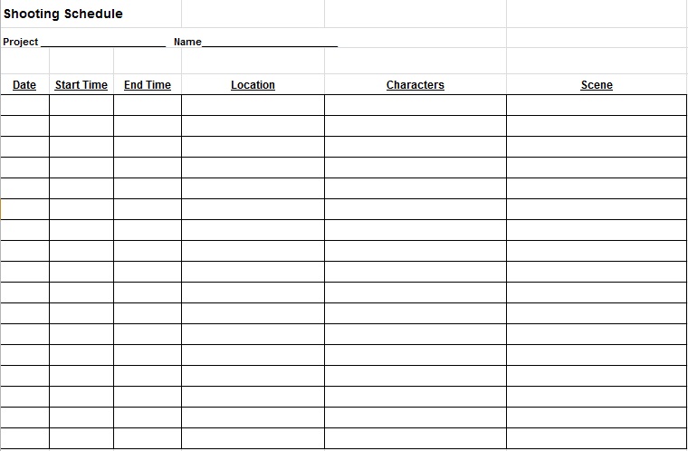 shooting schedule template 6