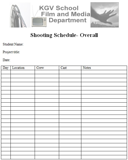 shooting schedule template 9