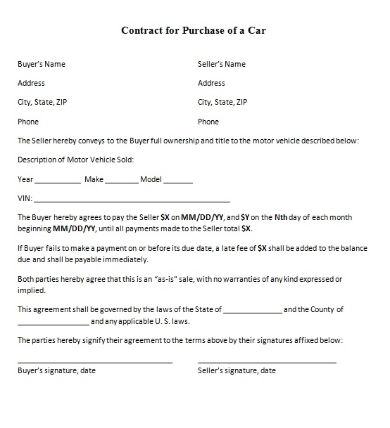 vehicle purchase agreement 4