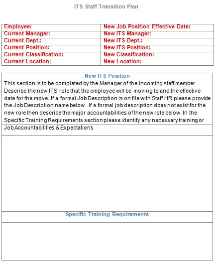 ITS staff tansition plan template