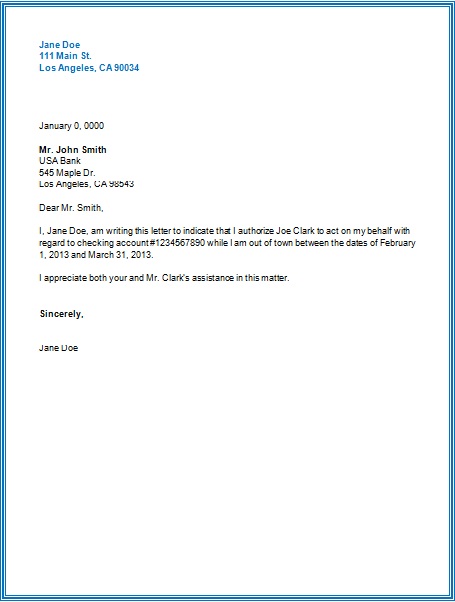 financial authorization letter sample