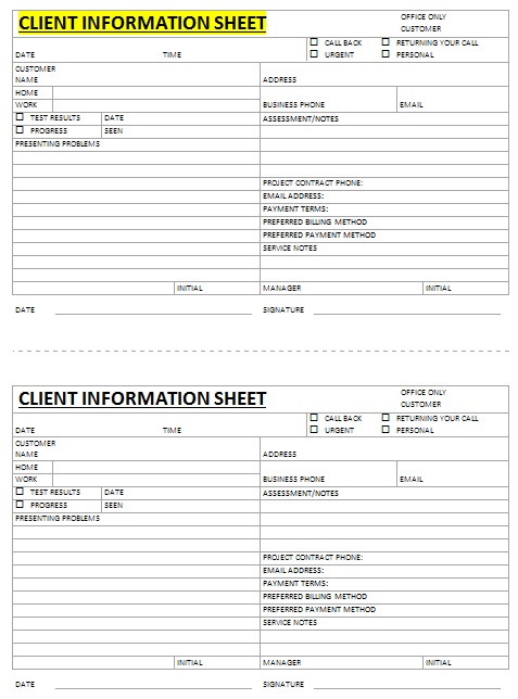 client information sheet 8