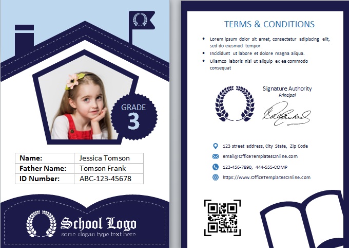 education student id card template