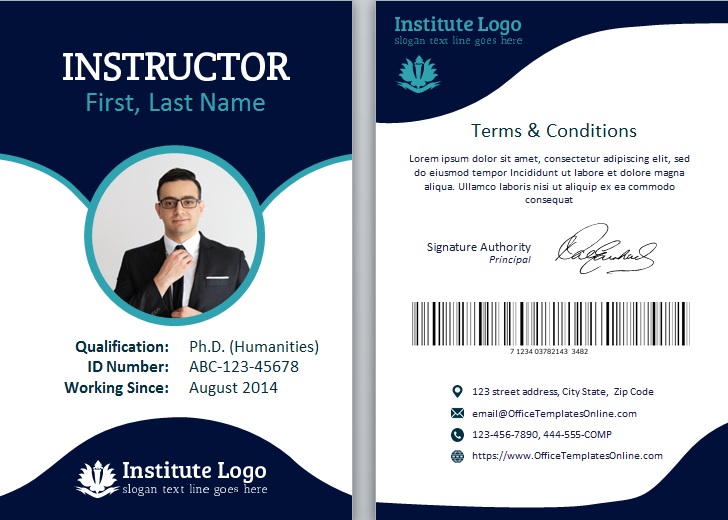 instructor id card template