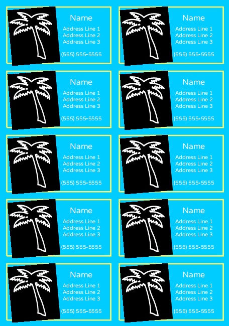 palm tree luggage return address label template