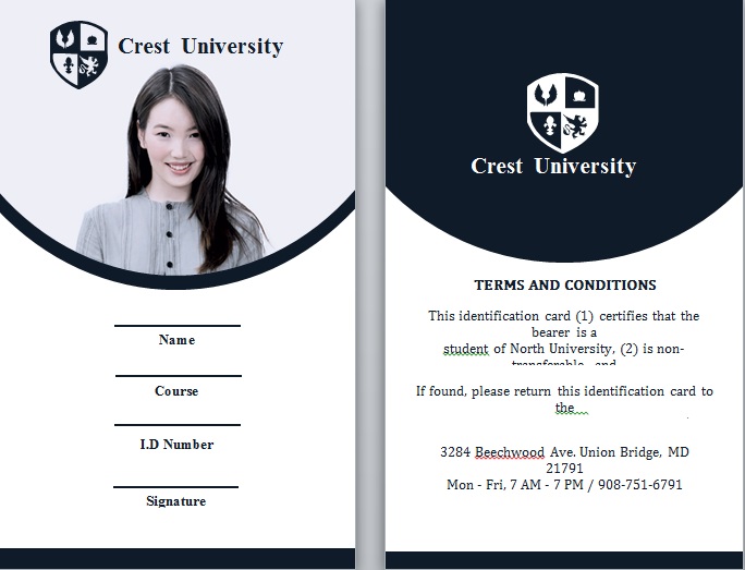 student id template 2