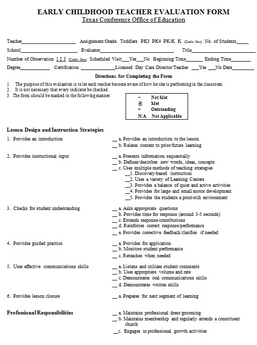 teacher evaluation form 11