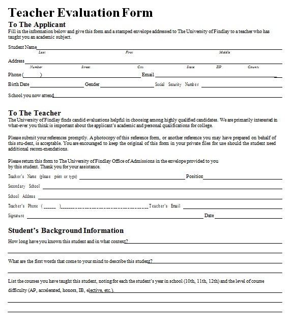 teacher evaluation form 2