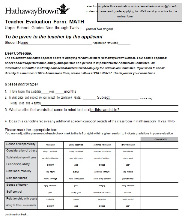 teacher evaluation form 26
