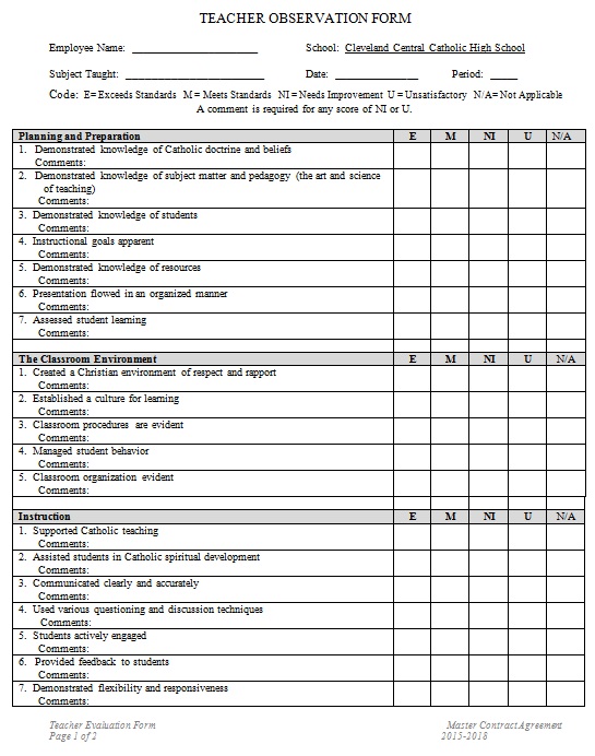 teacher evaluation form 32