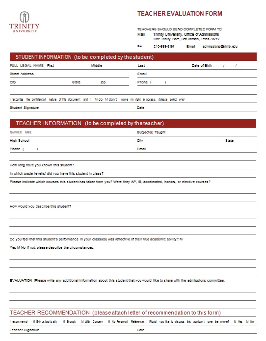 teacher evaluation form 4