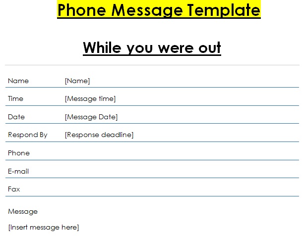 phone message template 16