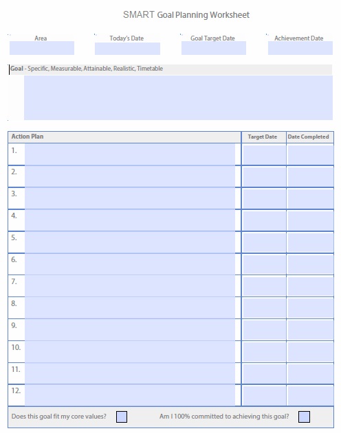 smart goals worksheet template 12