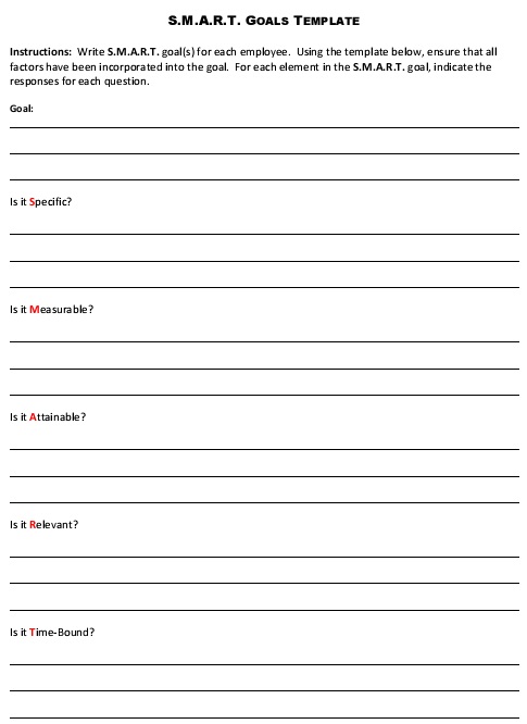 smart goals worksheet template 33